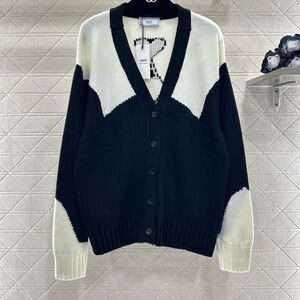 Ami Women's Black and White V-Neck Cardigan